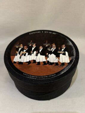 Set of 6 Ceramic Cory Buffet Coasters Santa Barbara Ceramic Design Original Box